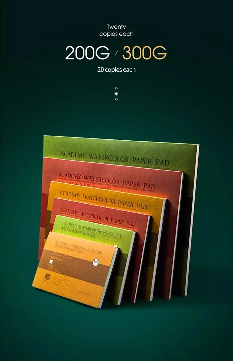 100% Cotton Watercolor Paper Pad – 20 Sheets, 200gsm/300gsm