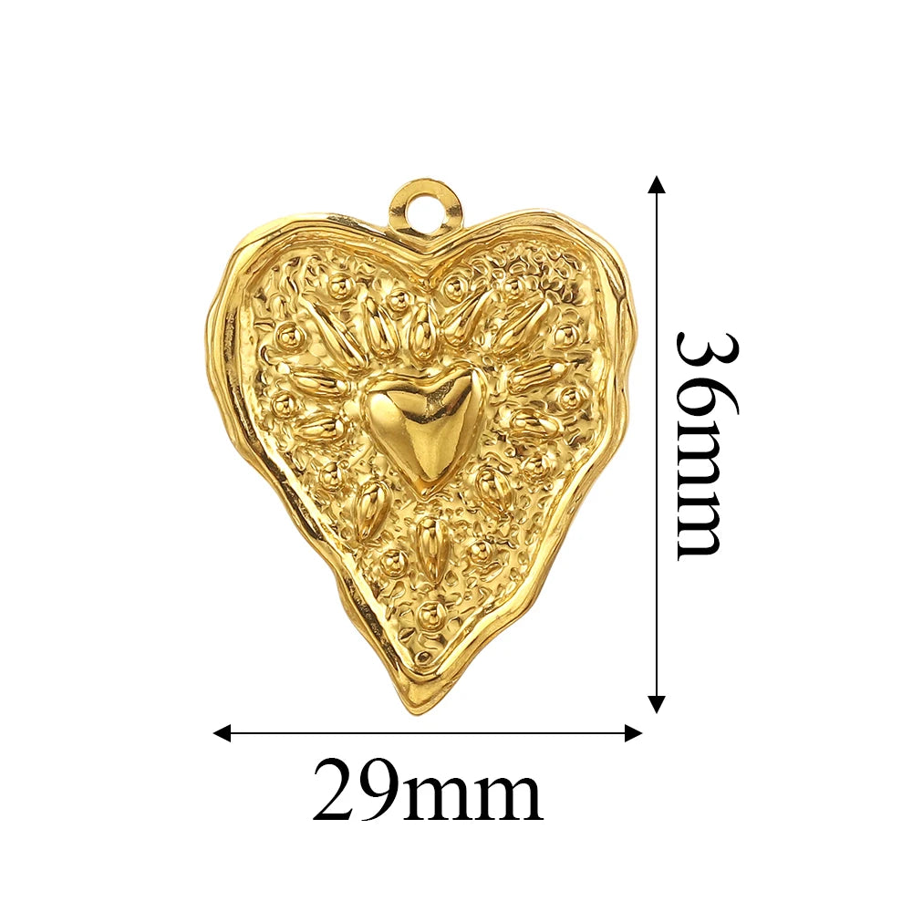 5PCS Gold Stainless Steel Charms – DIY Jewelry Pendants & Accessories