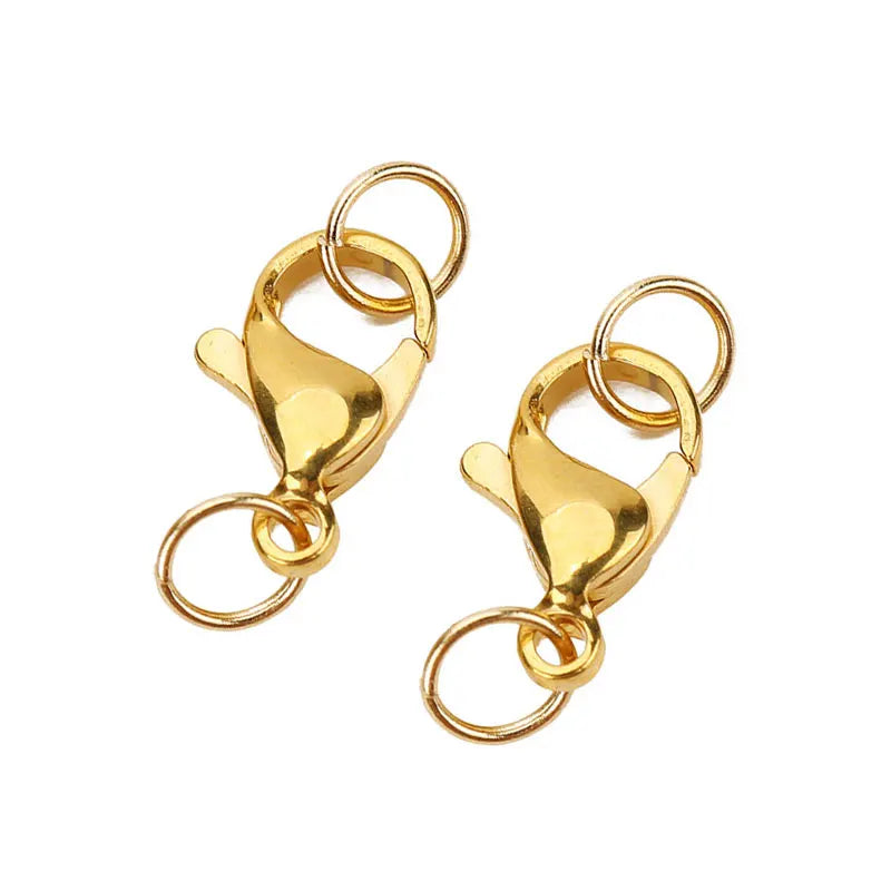 20 Sets Stainless Steel Lobster Clasps with Jump Rings for Jewelry Making