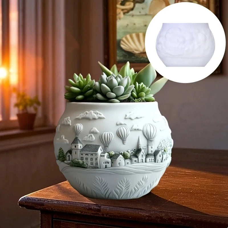 Mountain Landscape Silicone Mold – DIY Resin Planter, Trinket Box & Candle Cup
