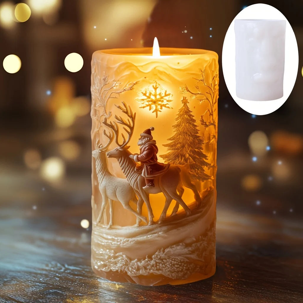 3D Reindeer & Santa Silicone Candle Mold – Christmas Resin Mold