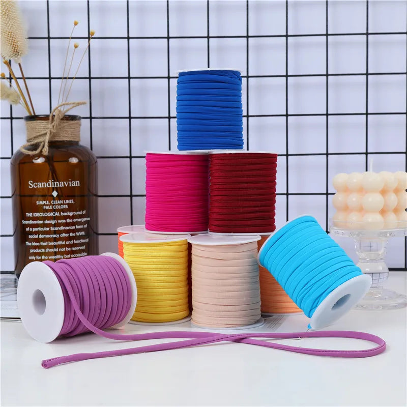 5mm Elastane Cord – Plain Color Hollow Stitched Elastic Band (46 Colors)