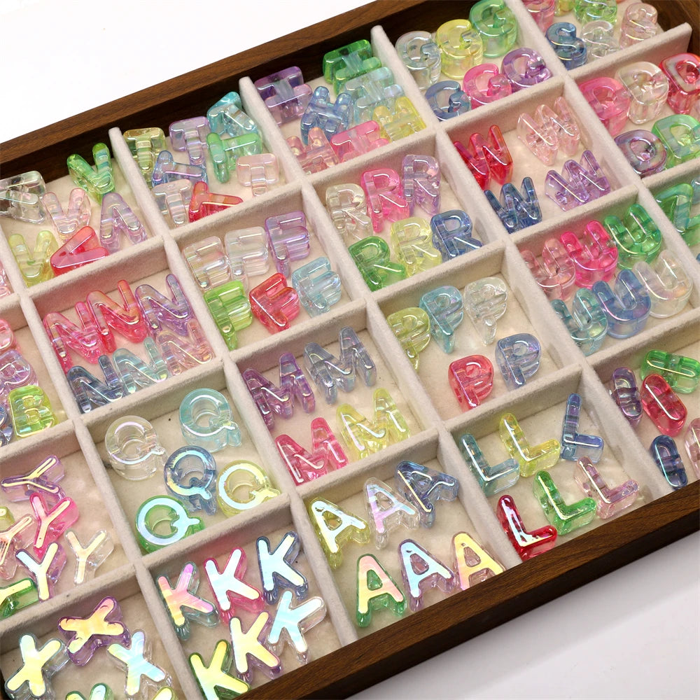 Mixed Color Acrylic Letter Beads – 5PCS Clear Spacer Beads for Jewelry & DIY Crafts