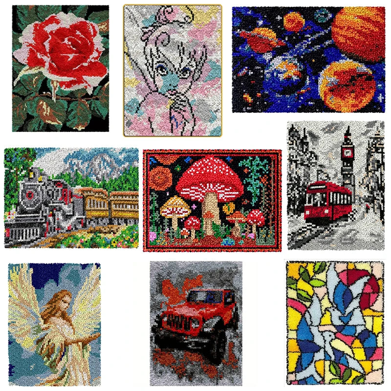 Flower Latch Hook Kit – DIY Embroidery Rug & Pillow Craft Set