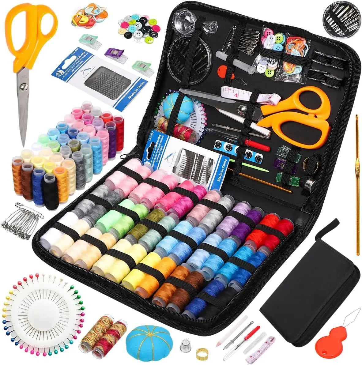 Complete Sewing Kit – Threads, Needles, Scissors & Accessories (Home & Travel)