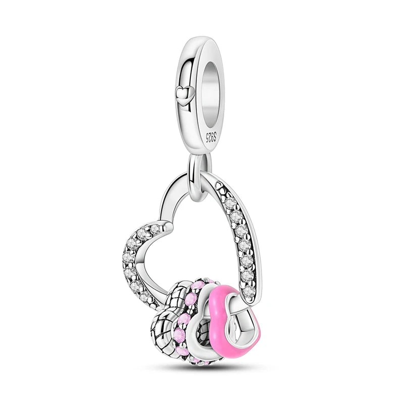 925 Sterling Silver Pink Ballet Girl Pendant – DIY Jewelry Charm for Bracelet & Necklace