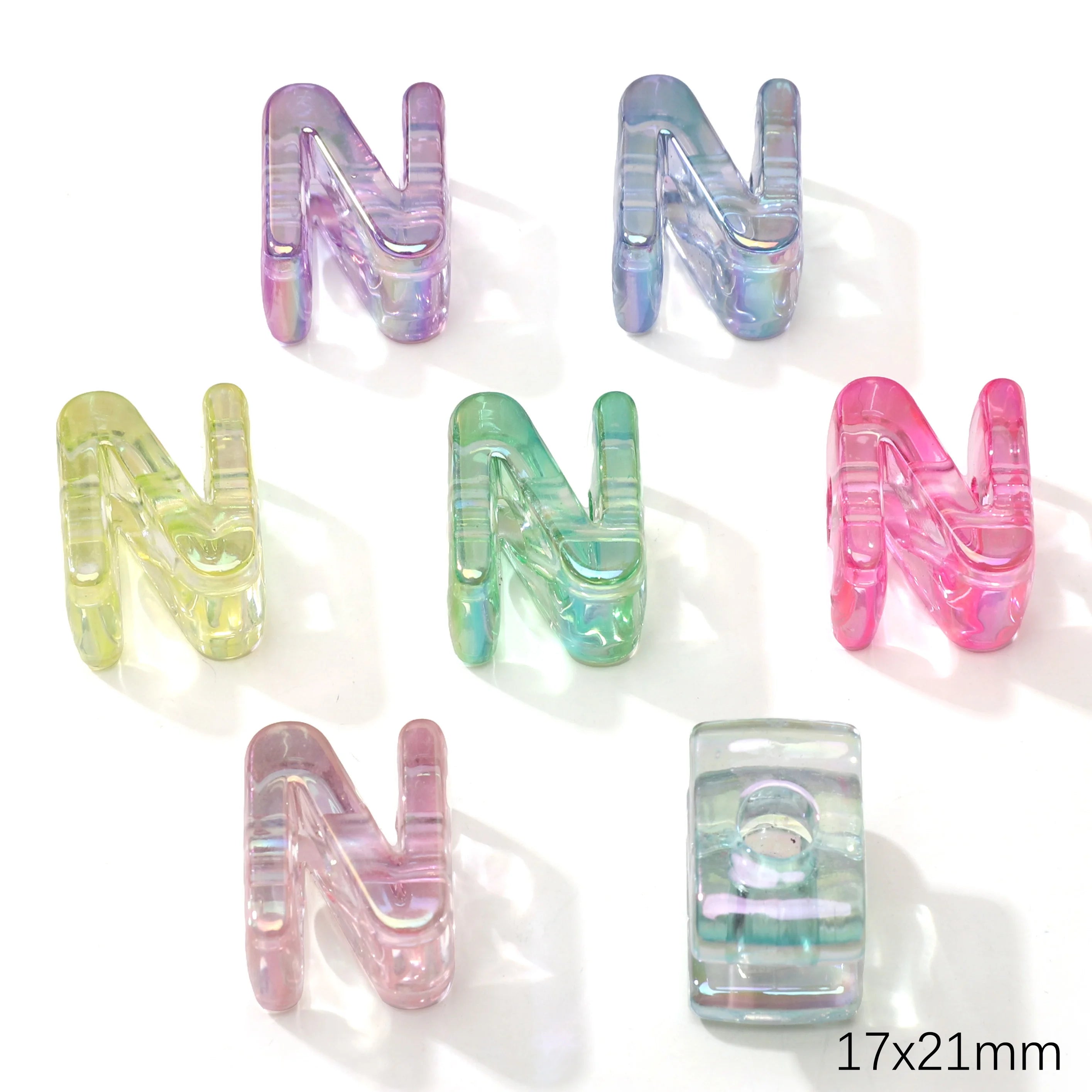 Mixed Color Acrylic Letter Beads – 5PCS Clear Spacer Beads for Jewelry & DIY Crafts