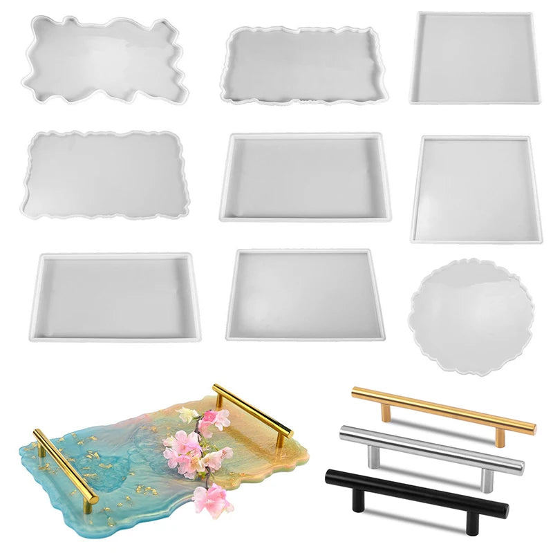 Tray Epoxy Resin Silicone Mold DIY Large Rectangle Tea Plate Coaster Resin Mold For Home Decoration Craft Making Art Supplies