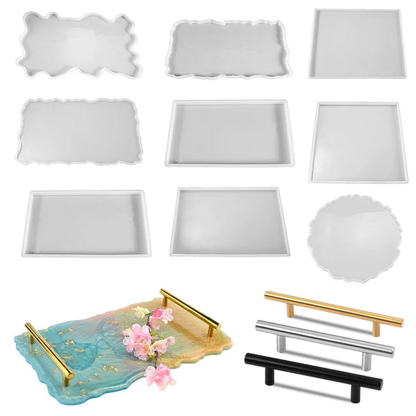 Tray Epoxy Resin Silicone Mold DIY Large Rectangle Tea Plate Coaster Resin Mold For Home Decoration Craft Making Art Supplies