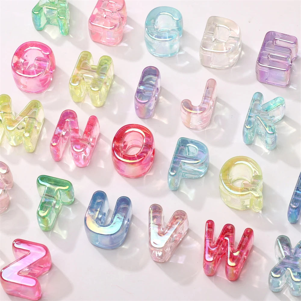 Mixed Color Acrylic Letter Beads – 5PCS Clear Spacer Beads for Jewelry & DIY Crafts