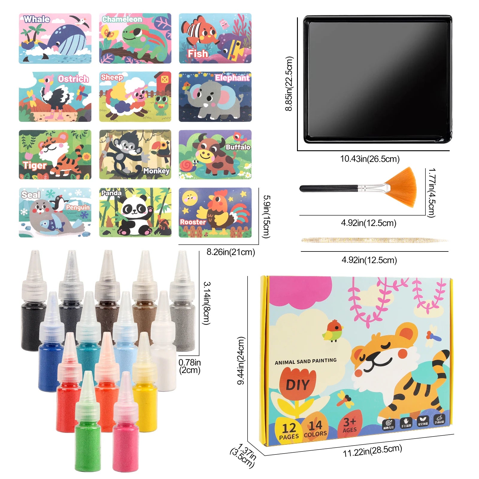 Sand Art Kit – 12 Princess Sand Painting Cards, 14 Colors