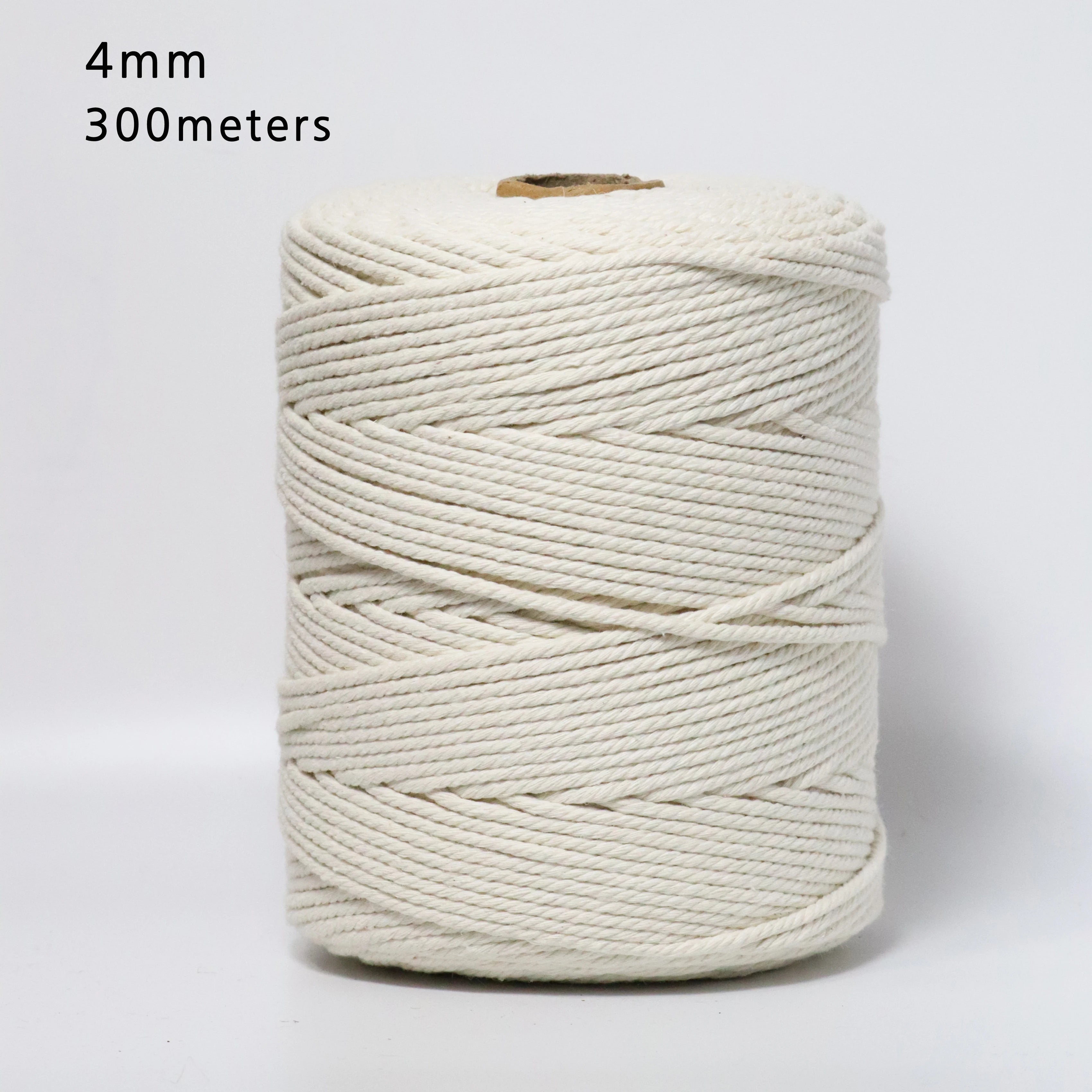 100% Natural Cotton Macrame Cord 4mm – Craft Rope for DIY, Knitting & Décor (Beige)