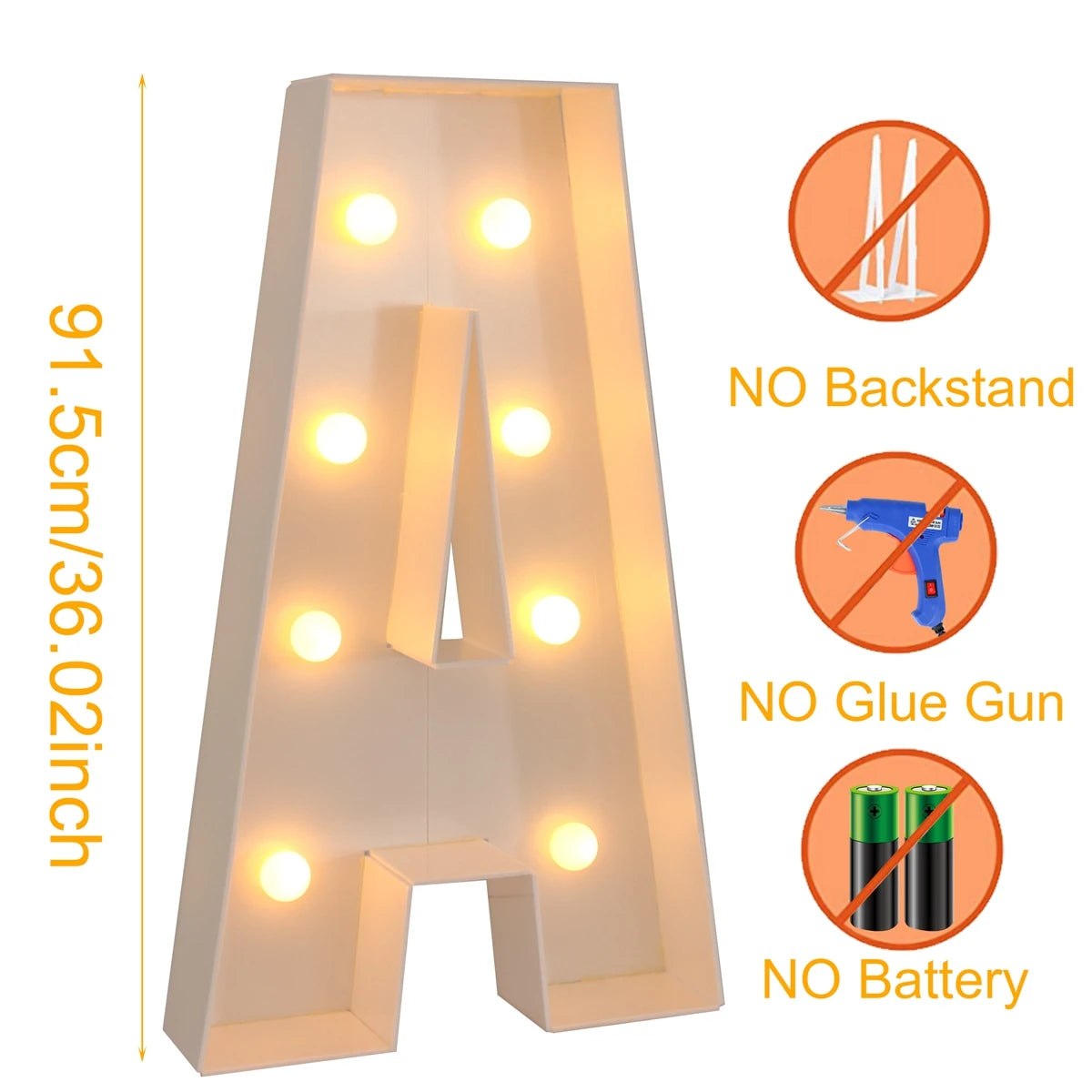 91.5CM Giant LED Letter Light Box – DIY Name Balloon Frame for Party Décor