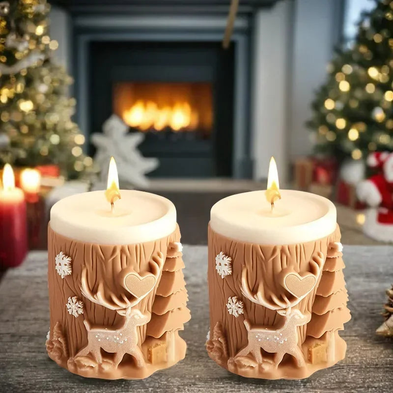 3D Reindeer & Santa Silicone Candle Mold – Christmas Resin Mold