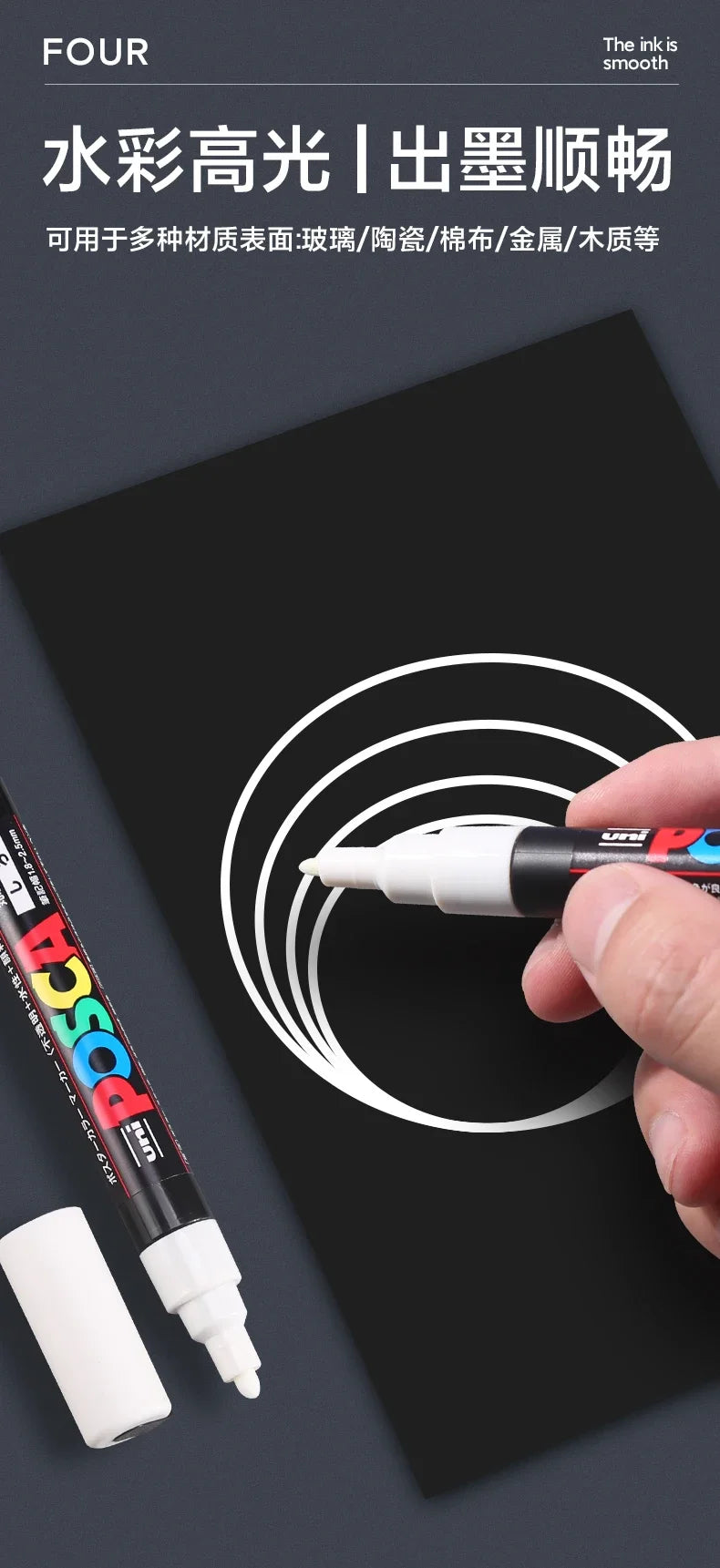 🎨 UNI POSCA Acrylic Paint Marker Set – PC-1M / PC-3M / PC-5M Quick-Dry Permanent Paint Pens