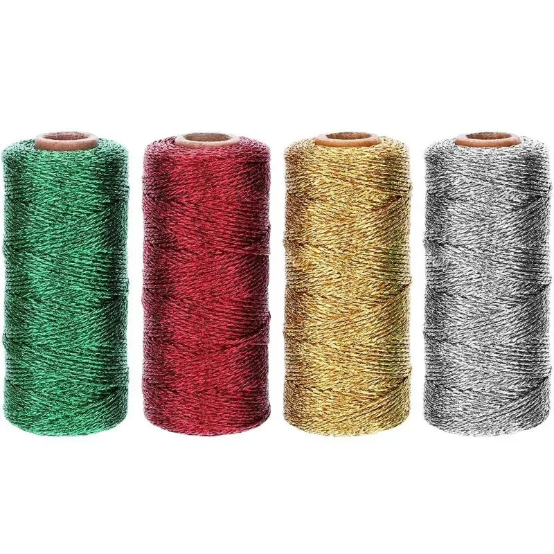 1mm Gold & Silver Twisted Macrame Cord – 100M Metallic Rope for DIY Crafts