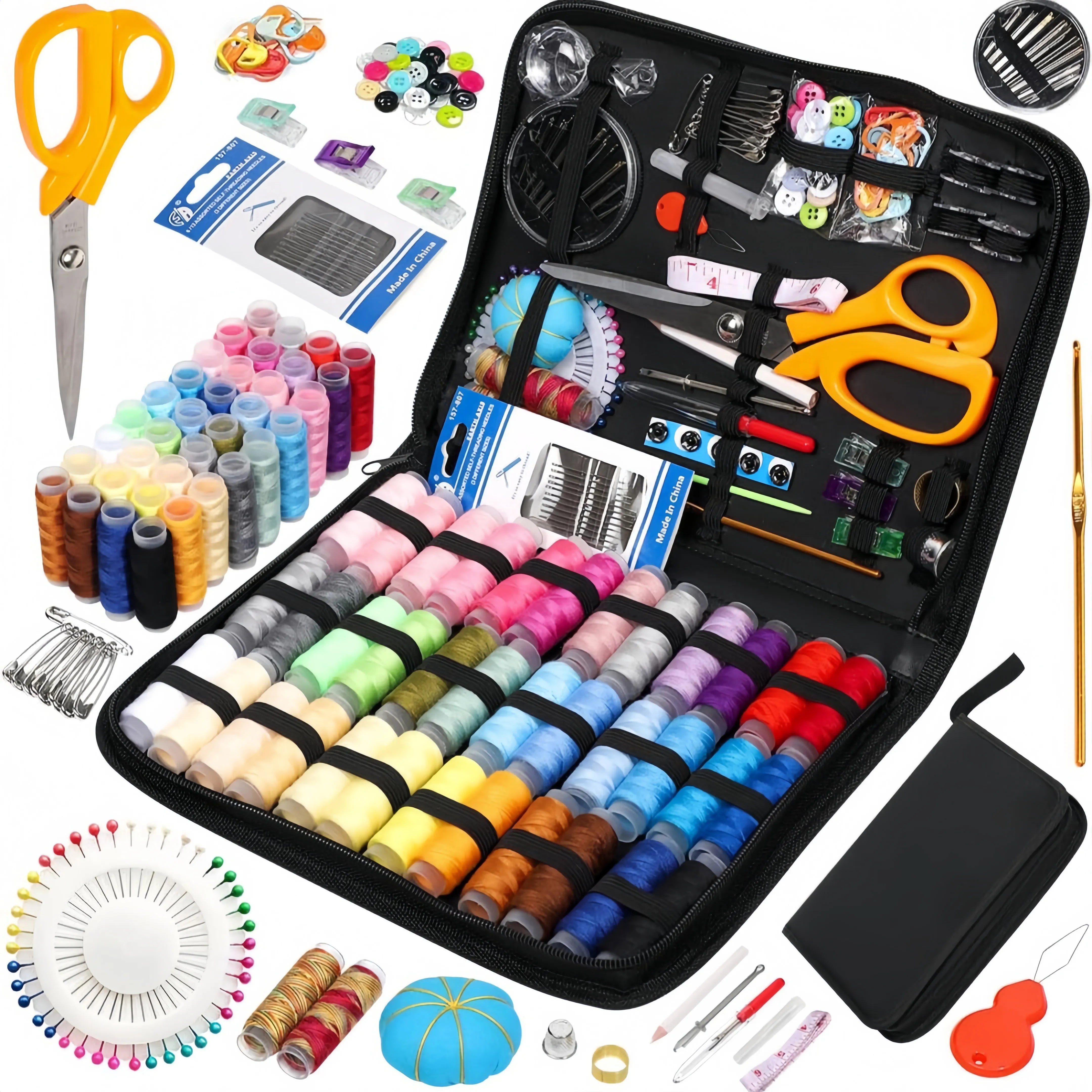 Complete Sewing Kit – Threads, Needles, Scissors & Accessories (Home & Travel)