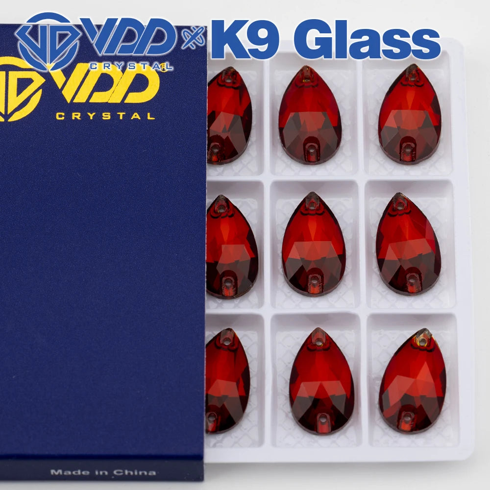 VDD Pear-Shaped K9 Glass Sew-On Rhinestones – Multicolor Crystal Stones