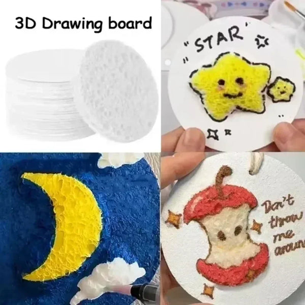10/100PCS 3D Magic Drawing Canvas Sponge Paper – Kids DIY Painting Art Paper for Creative 3D Drawing & Crafts