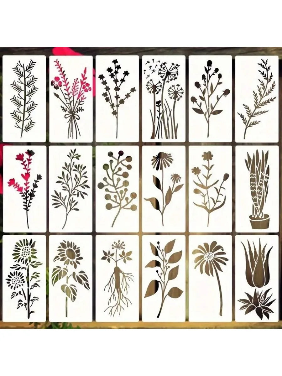 Reusable PET Craft Stencil Set – 18pcs