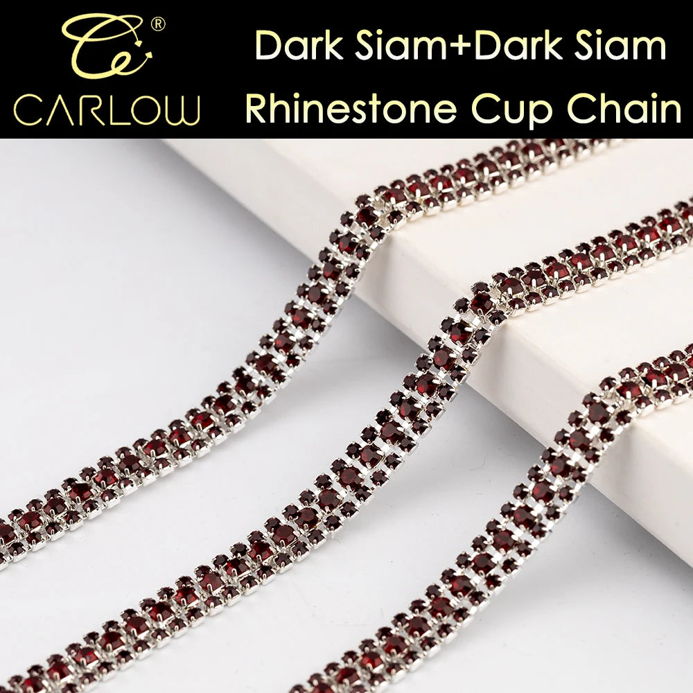 CARLOW AAAAA 3-Row Rhinestone Cup Chain – Gold Base