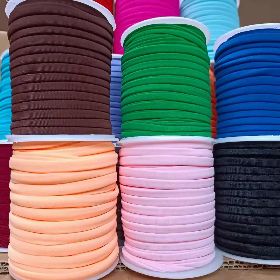 5mm Elastane Cord – Plain Color Hollow Stitched Elastic Band (46 Colors)