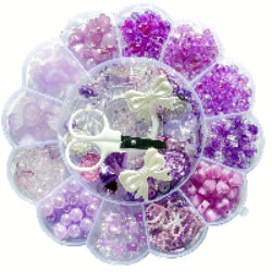 13-Grid Purple Plum Blossom Acrylic Beads Set