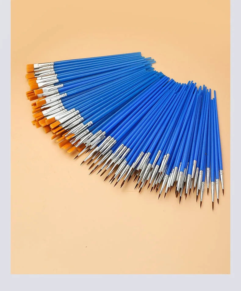 Nylon Hair Paint Brushes – Round & Flat Brush Set for Oil, Acrylic & Watercolor