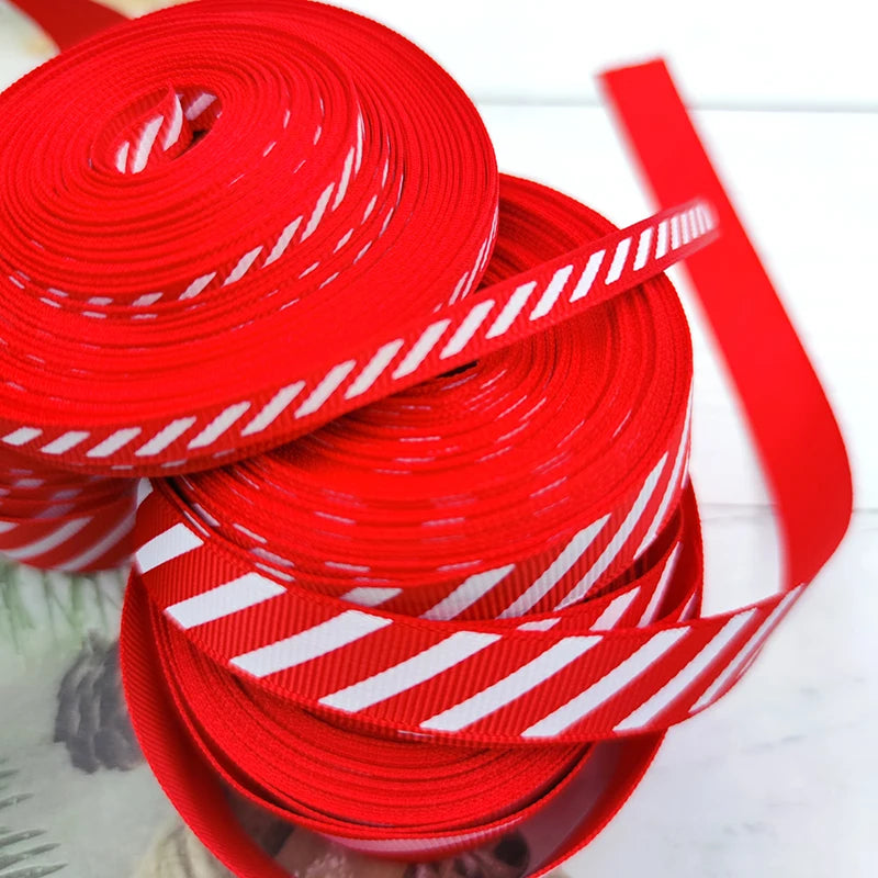 Diagonal Striped Thread Ribbon – 10 Yards Holiday Gift & Decoration Ribbon