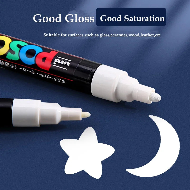 🎨 UNI POSCA Acrylic Paint Marker Set – PC-1M / PC-3M / PC-5M Quick-Dry Permanent Paint Pens