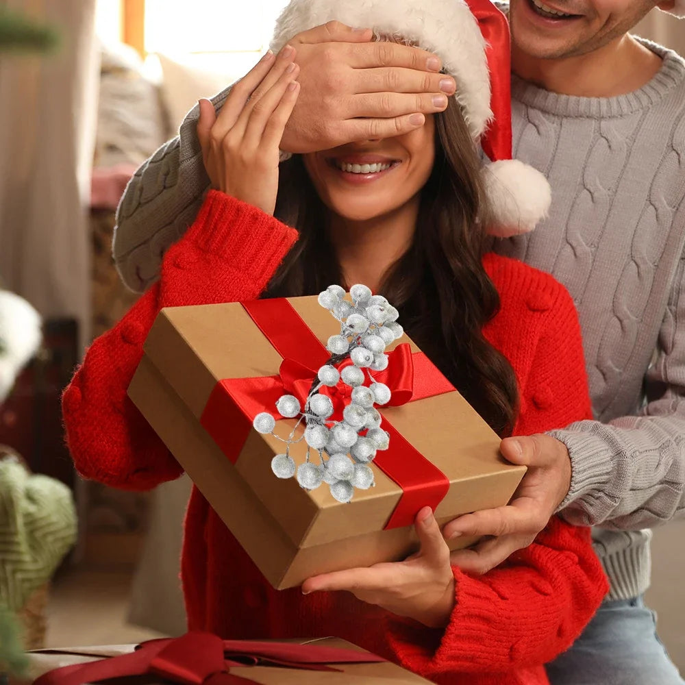 Frosted Holly Berries – Mini Artificial Christmas Berry Bouquet for DIY Wreaths & Décor