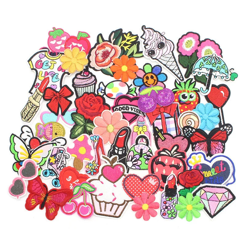 Random Mix Embroidered Iron-On Patches – DIY Clothing & Jeans Applique