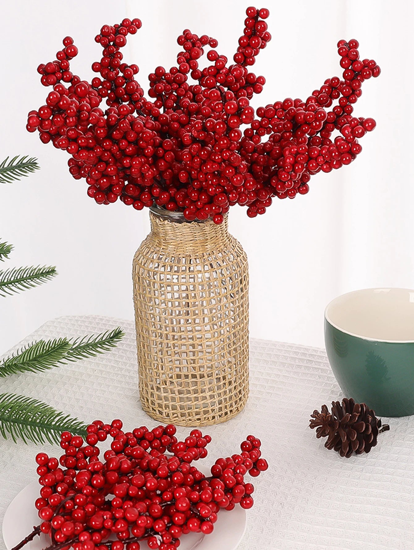 Artificial Red Berry Stems – Christmas Decoration & DIY Craft Supplies