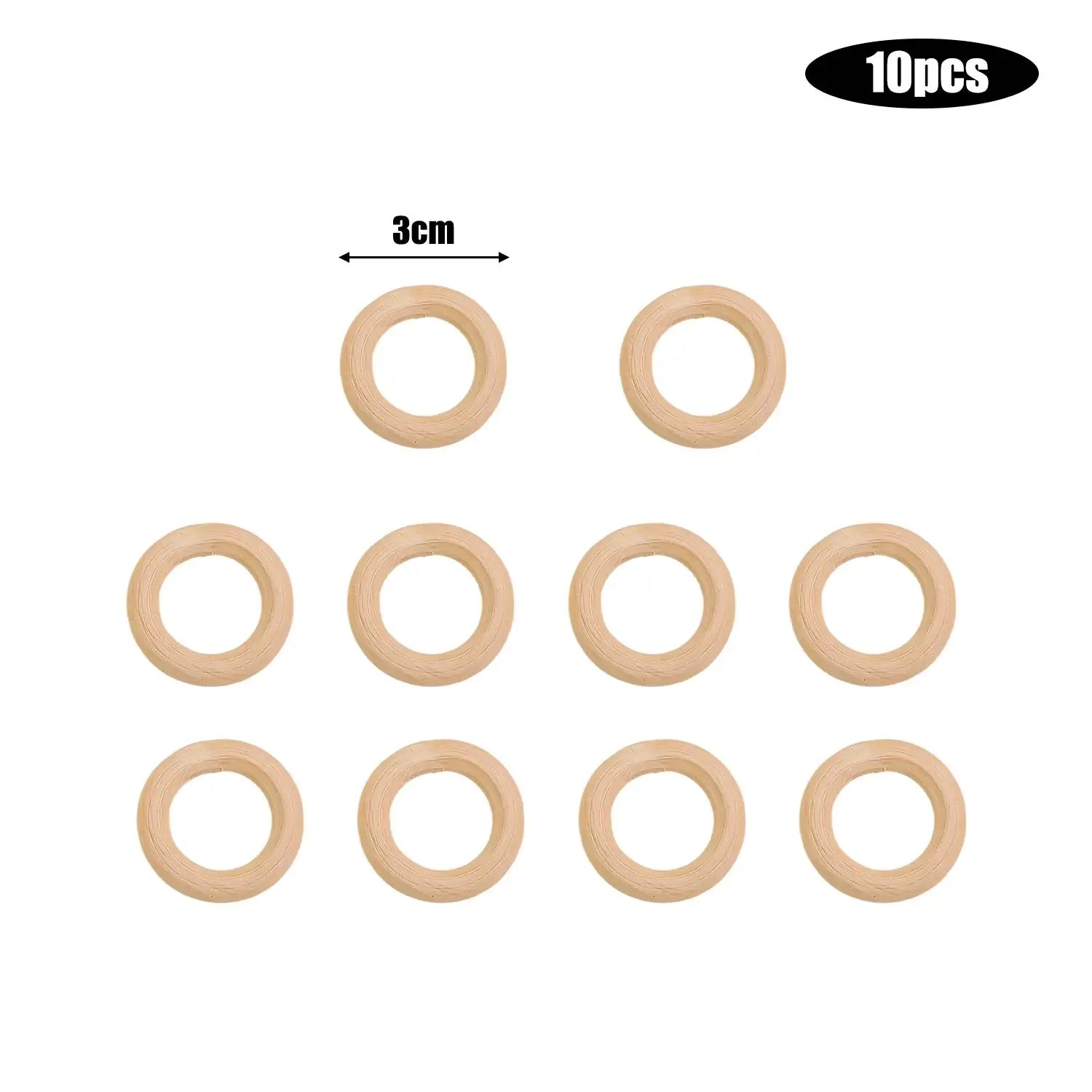 Unfinished Solid Wooden Rings 30–70mm for DIY Crafts