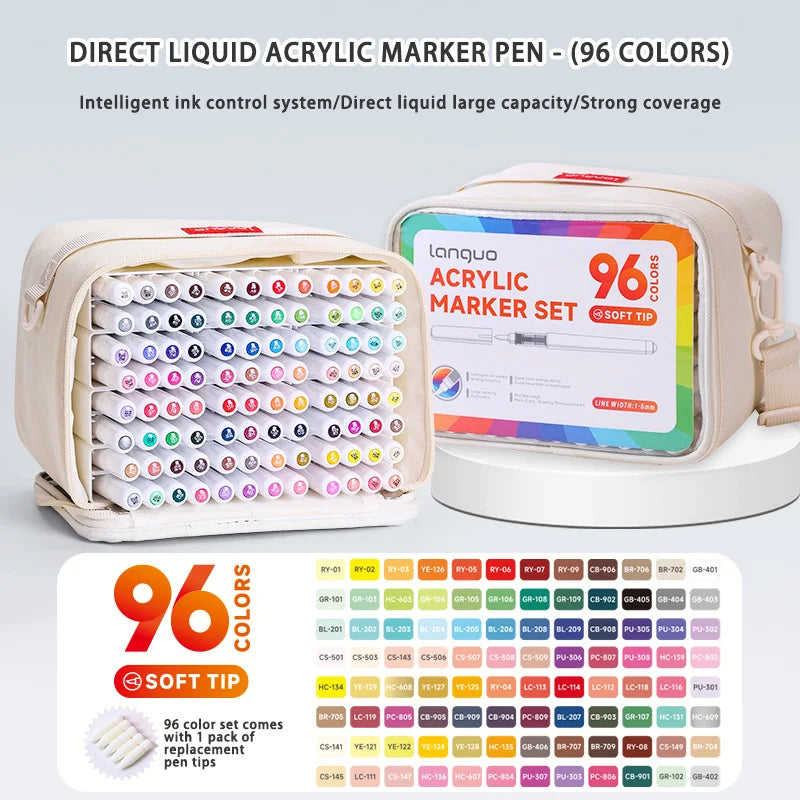 Acrylic Marker Pen Set – 9PCS Soft Brush DIY Paint Art Markers for Students