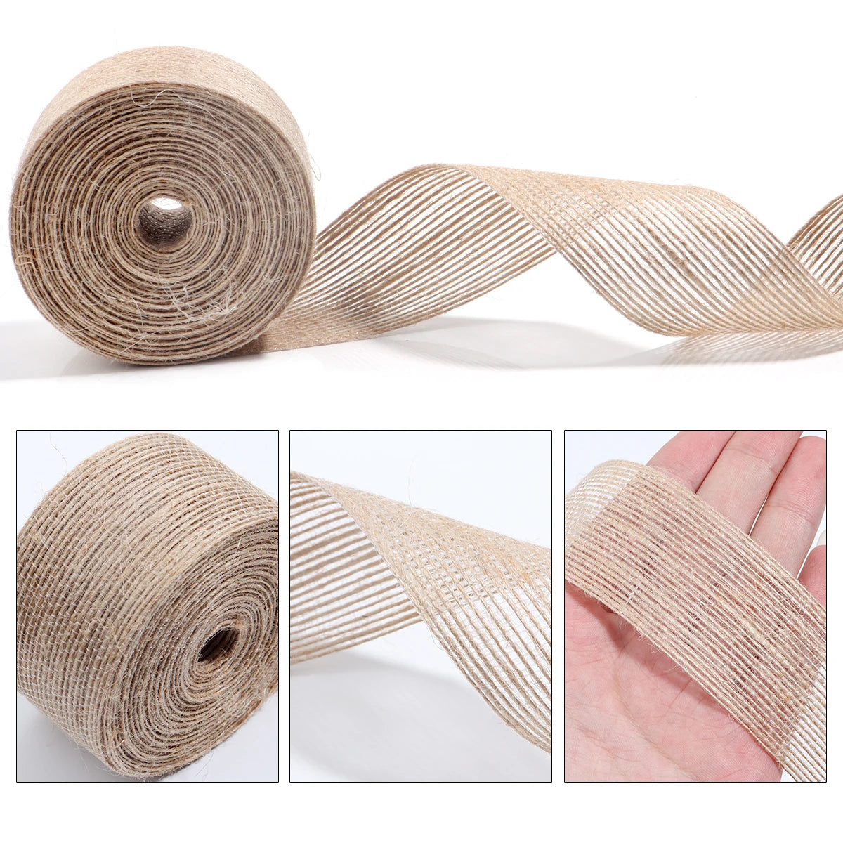 Linen Burlap Ribbon – 5/10M Craft & Gift Packaging Webbing