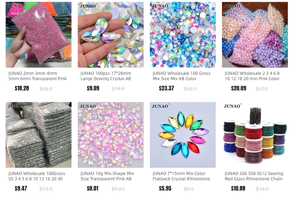 Clear AB Glass Rhinestones Set – 14,400PCS Flatback Crystals (SS6/SS12/SS20)