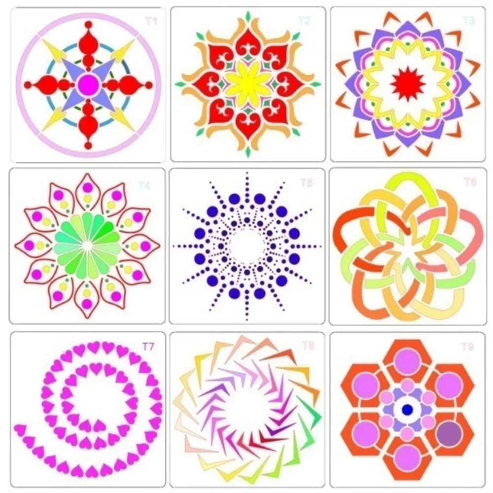 STONEGO 36 Mandala Templates Creative Wall Painting Cabinet Painting Mandala Template Diy Skeleton Template