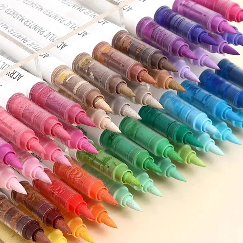 Acrylic Marker Pen Set – 9PCS Soft Brush DIY Paint Art Markers for Students