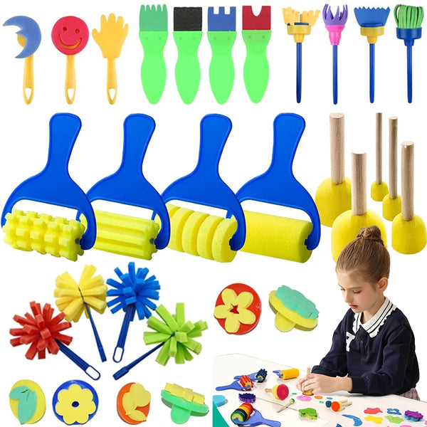 Painting Sponge Brush Set – Kids’ Art Tools for DIY Crafts & Drawing