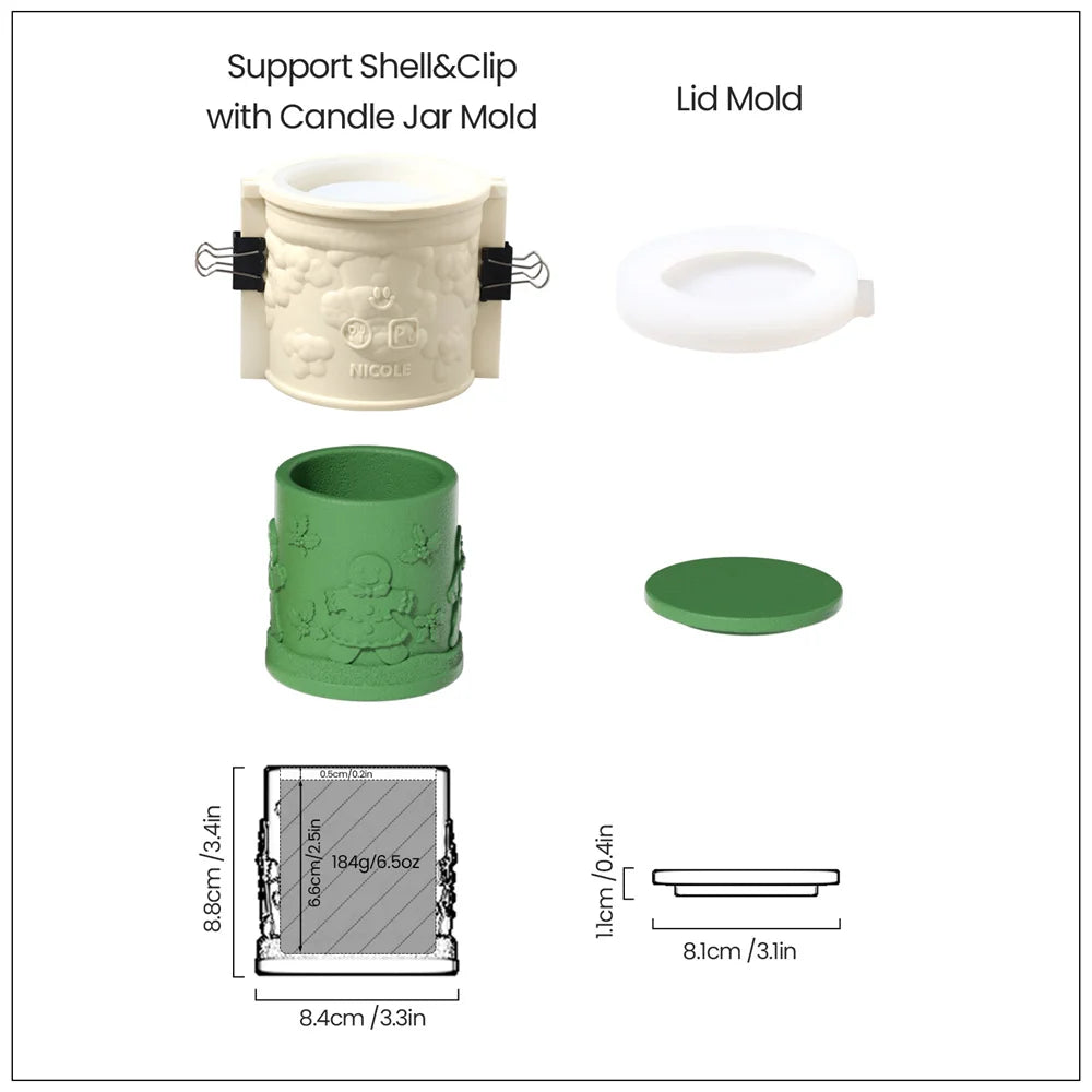Christmas Candle Jar Silicone Mold – Nicole Christmas Tales Gypsum & Jesmonite Mold