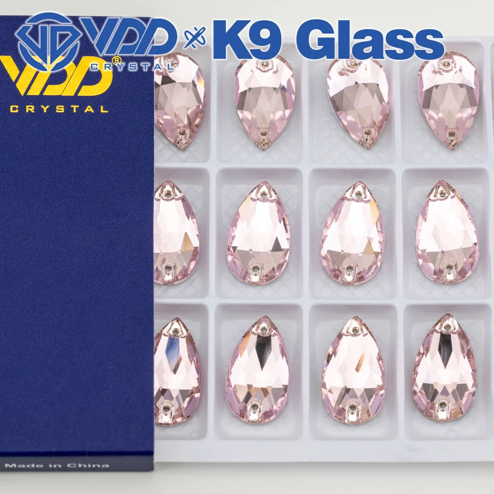 VDD Pear-Shaped K9 Glass Sew-On Rhinestones – Multicolor Crystal Stones