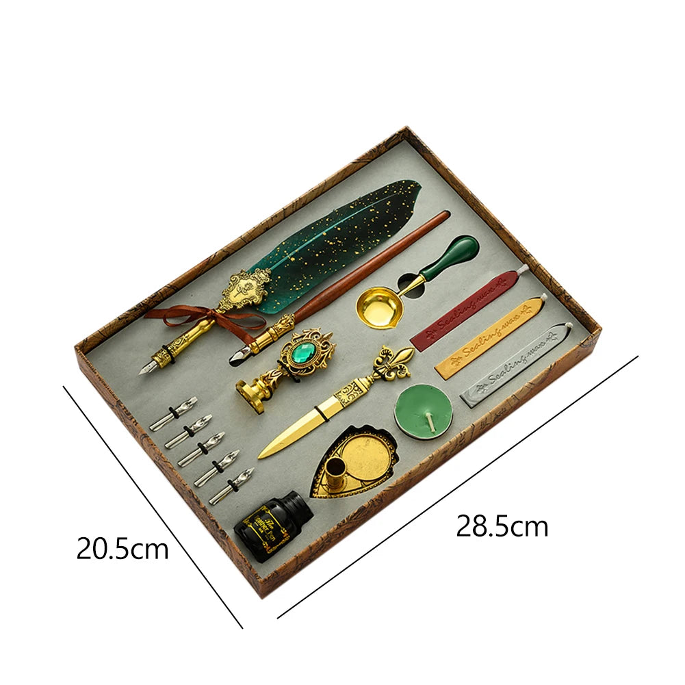 Retro Feather Pen Writing Ink Set