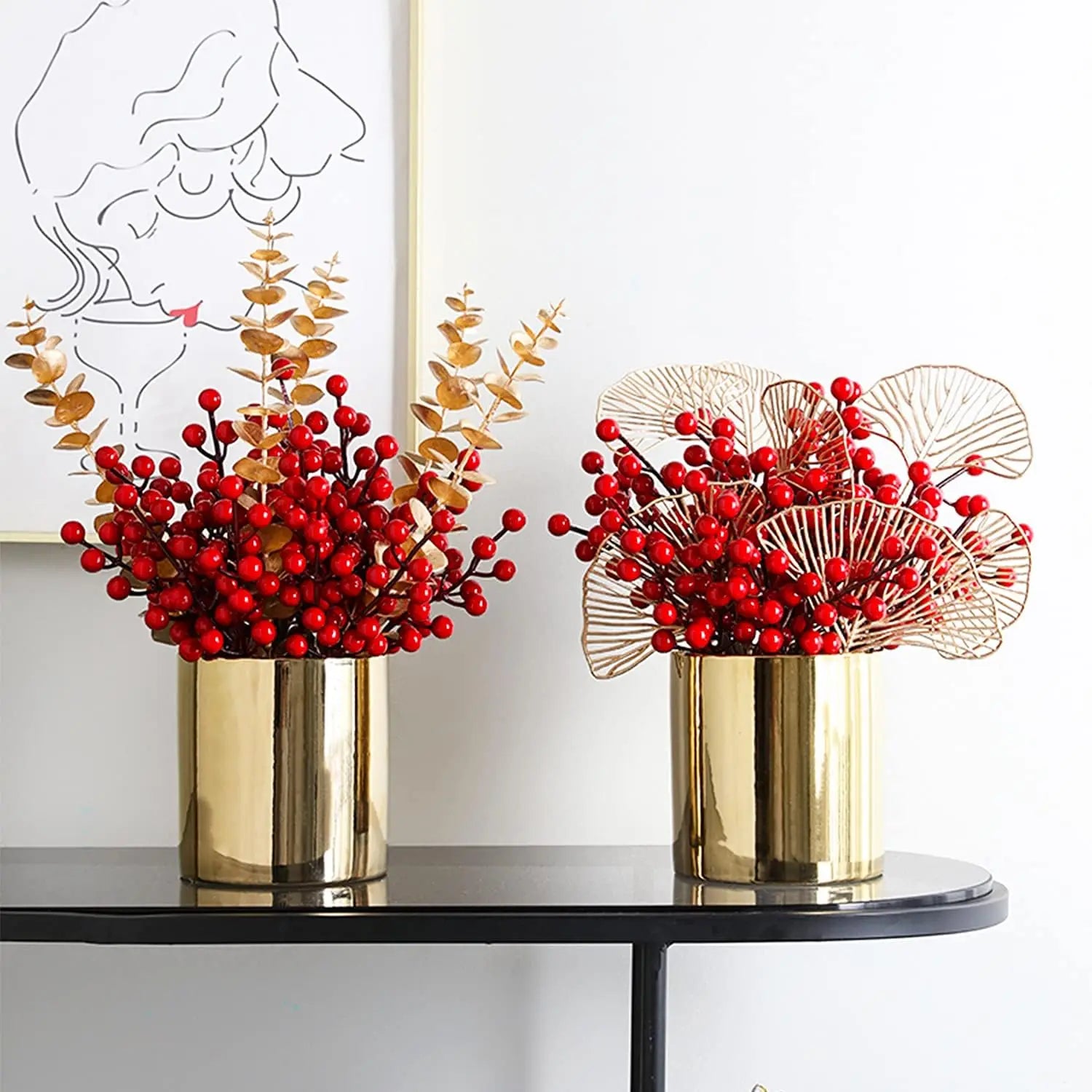 Artificial Holly Berry Stems – Christmas Décor