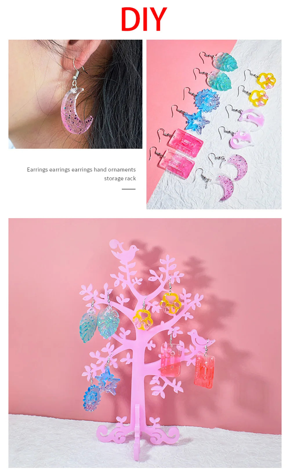 DIY Earring & Charm Mold – Heart, Leaf, Moon Shapes