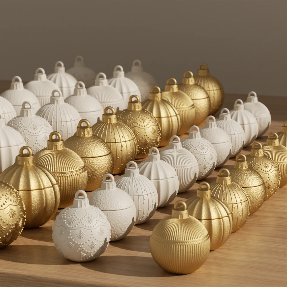 Twinkle Bauble Candle Jar Silicone Mold – 4oz Concrete Jesmonite Mold for DIY Candle Making & Christmas Home Décor