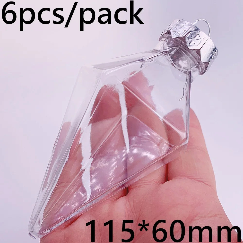 6pcs Transparent Shatterproof Christmas Baubles – 80mm Plastic Ornaments