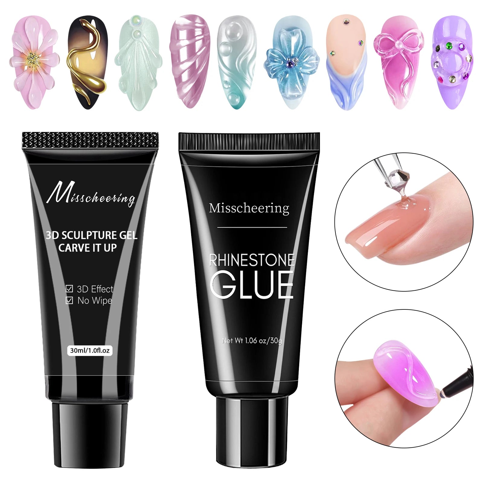 30g Super Strong Nail Rhinestone Glue – Bling Gel for 3D Nail Charms