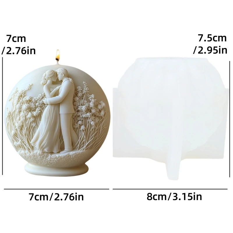 Couple Embossed Spherical Candle Mold