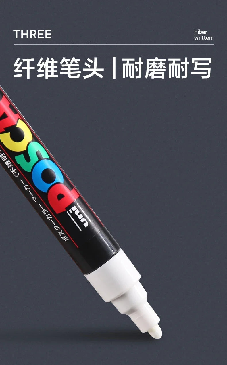 🎨 UNI POSCA Acrylic Paint Marker Set – PC-1M / PC-3M / PC-5M Quick-Dry Permanent Paint Pens